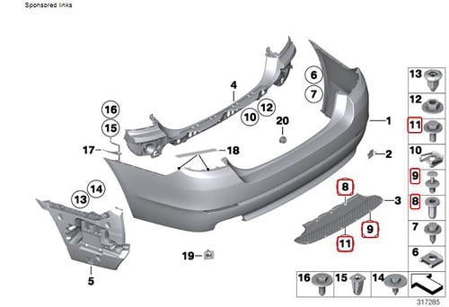 Genuine BMW Bumper Lower Trim Fitting Kit 07149174618KT