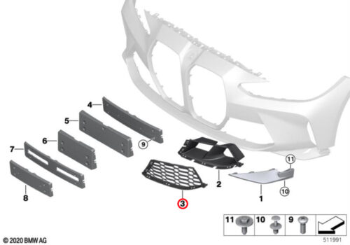 Genuine BMW Grill, Air Intake, Right 51118069440