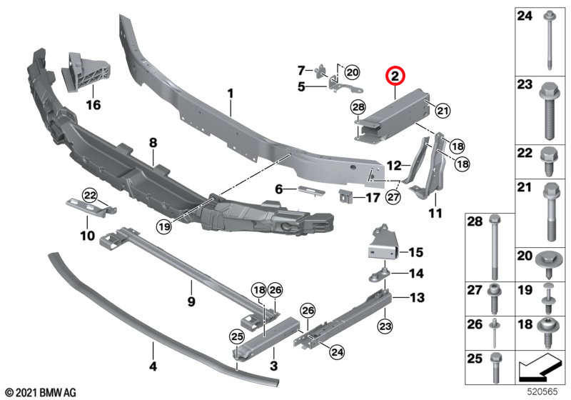 Genuine Bmw (51117459888) Front Bumper Deformation Element – Right Front Bumper Deformation Element – Right