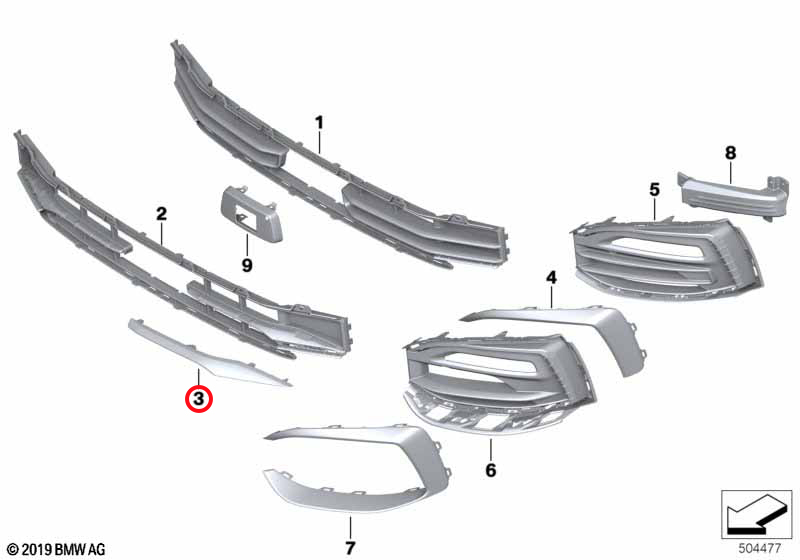 Genuine Bmw (51119850651) Front Bumper Moulding Trim – Left Front Bumper Moulding Trim – Left
