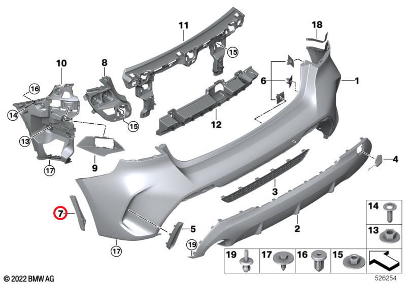 Genuine Bmw (51128075314) Wheel Arch Cover Holder, Rear, Right Wheel Arch Cover Holder, Rear, Right
