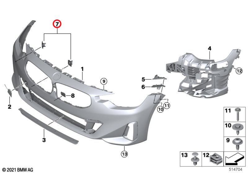 Genuine Bmw (51115A2Fcc7) Front Pdc/Pma Sensor Mounting Set Front PDC/PMA Sensor Mounting Set