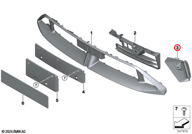 Genuine Bmw (51115A35D31) Front Bumper Air Curtain, Left Front Bumper Air Curtain, Left