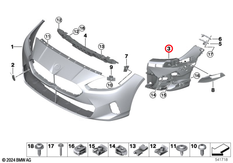 Genuine Bmw (51115A35D41) Front Bumper Insert, Closed, Left Front Bumper Insert, Closed, Left