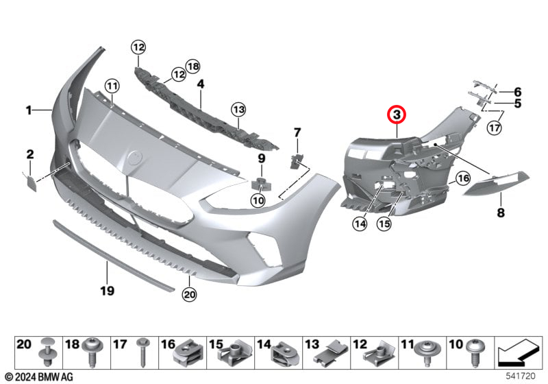 Genuine Bmw (51115A35D46) Front Bumper Insert, Right Front Bumper Insert, Right