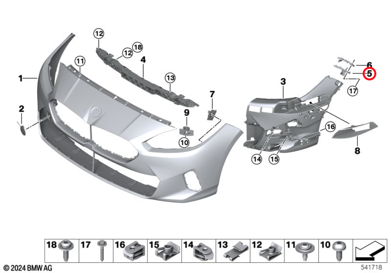Genuine Bmw (51115A3Bd56) Front Lower Bumper Guide, Right Front Lower Bumper Guide, Right