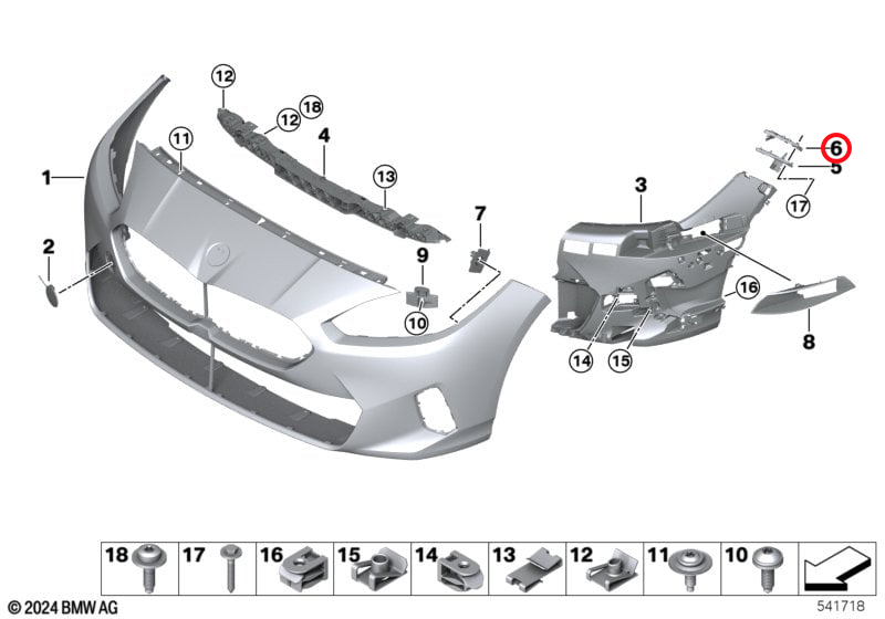 Genuine Bmw (51115A3Bd57) Front Upper Bumper Guide, Left Front Upper Bumper Guide, Left