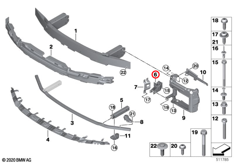 Genuine Bmw (51117422233) Bumper Adapter, Front, Left Bumper Adapter, Front, Left