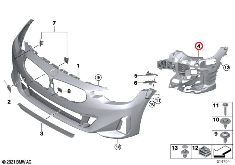 Genuine Bmw (51118497313) Front Bumper Support Bracket, Left Front Bumper Support Bracket, Left