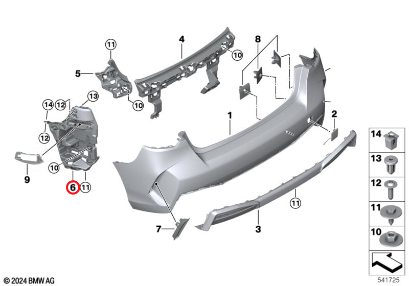 Genuine Bmw (51125A35D84) Bumper Mounting Guide, Rear, Right Bumper Mounting Guide, Rear, Right