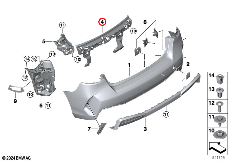 Genuine Bmw (51125A35D88) Rear Centre Bumper Guide Rear Centre Bumper Guide
