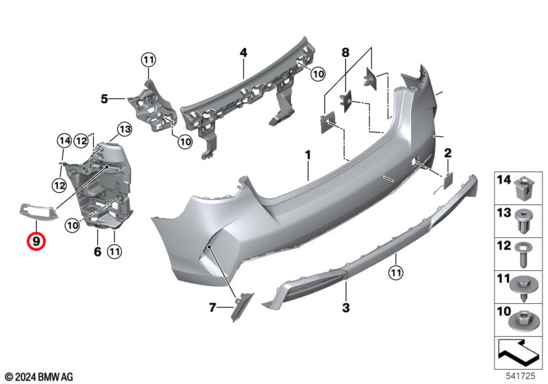 Genuine Bmw (51125A36366) Rear Bumper Absorber Funnel, Right Rear Bumper Absorber Funnel, Right