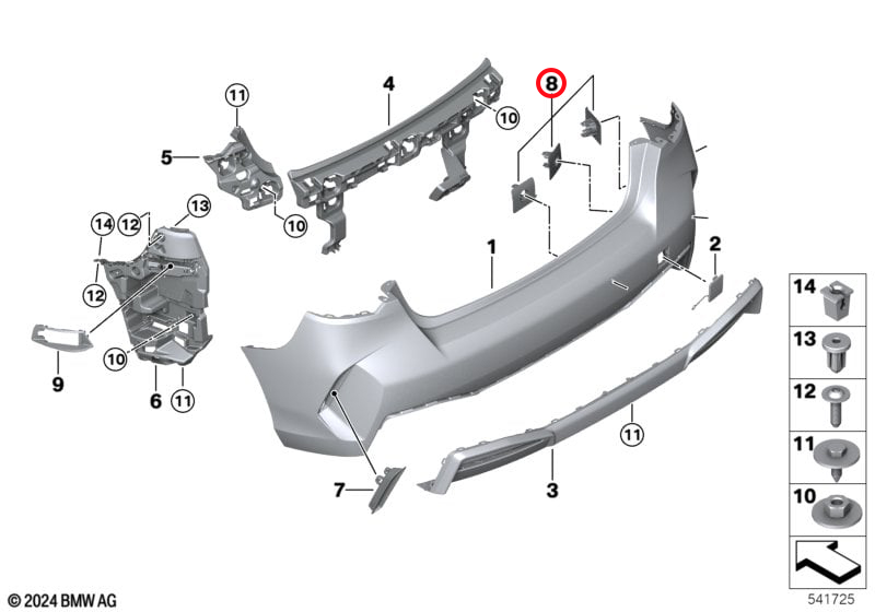 Genuine Bmw (51125B50F16) Rear Bumper Pdc Sensor Mount Kit Rear Bumper PDC Sensor Mount Kit