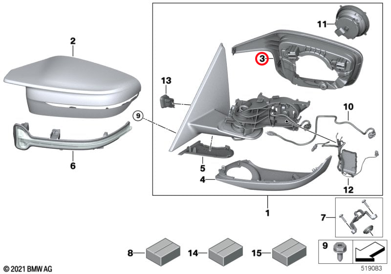 Genuine Bmw (51168746849) Supporting Ring, Bright Black, Left Supporting Ring, Bright Black, Left