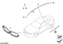 Rear Door Outer Window Channel Cover, Matt Black, Left