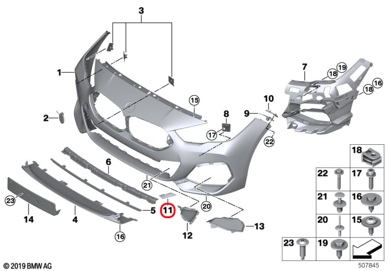 Genuine Bmw (51118075576) Front Spoiler Insert, Right Front Spoiler Insert, Right