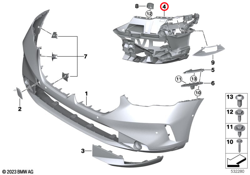 Genuine Bmw (51119879291) Bumper Retaining Frame, Left, Front Bumper Retaining Frame, Left, Front