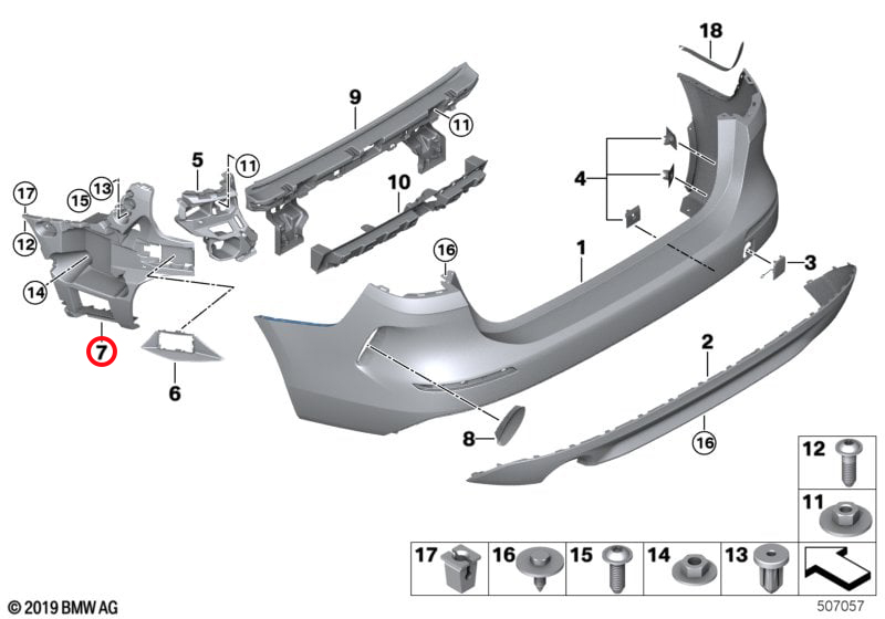 Genuine Bmw (51127477435) Side Bumper Guide, Front, Left Side Bumper Guide, Front, Left