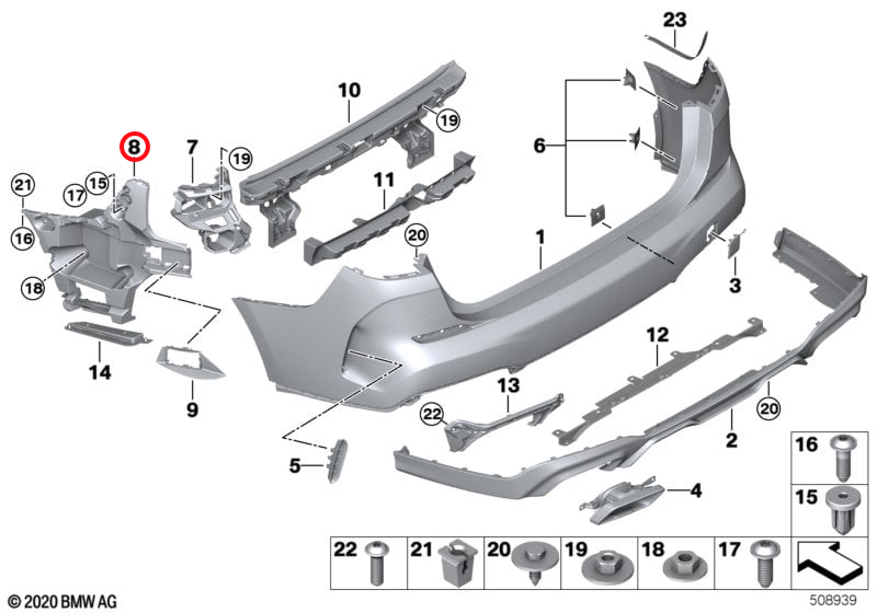 Genuine Bmw (51128075453) Bumper Side Guide, Front, Left Bumper Side Guide, Front, Left