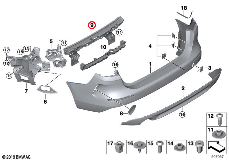 Genuine Bmw (51128494944) Bumper Guide, Centre, Rear Bumper Guide, Centre, Rear
