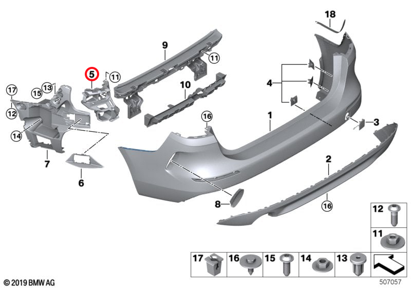 Genuine Bmw (51128494945) Bumper Guide, Front, Upper, Left Bumper Guide, Front, Upper, Left