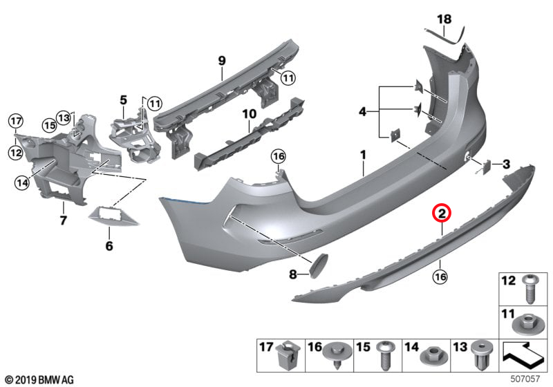 Genuine Bmw (51129464159) Bumper Trim Panel, Rear, Lower Bumper Trim Panel, Rear, Lower