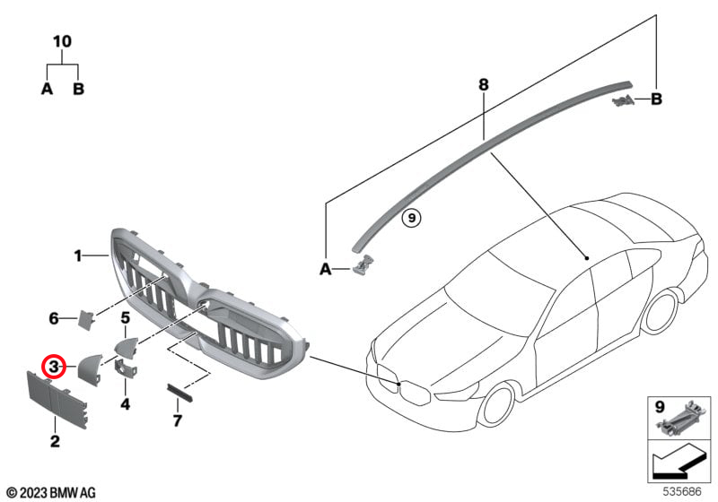 Genuine Bmw (51135A130D0) Front Grille Camera Blanking Cover, Gloss Black Front Grille Camera Blanking Cover, Gloss Black - Image 3