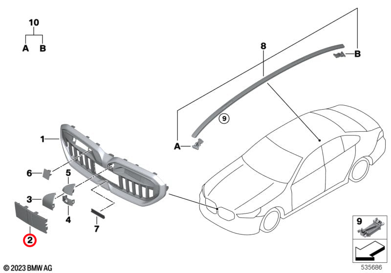Genuine Bmw (51138084692) Front Grille Trim, Gloss Black Front Grille Trim, Gloss Black